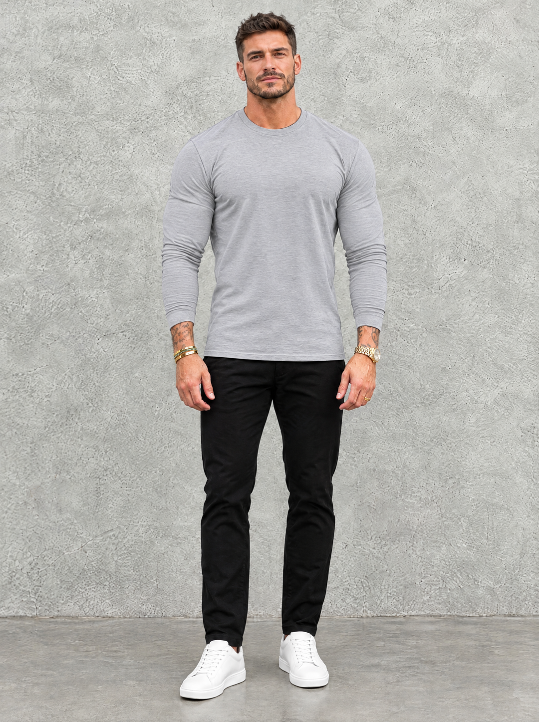Tano Long Sleeve - Light Grey - full front view
