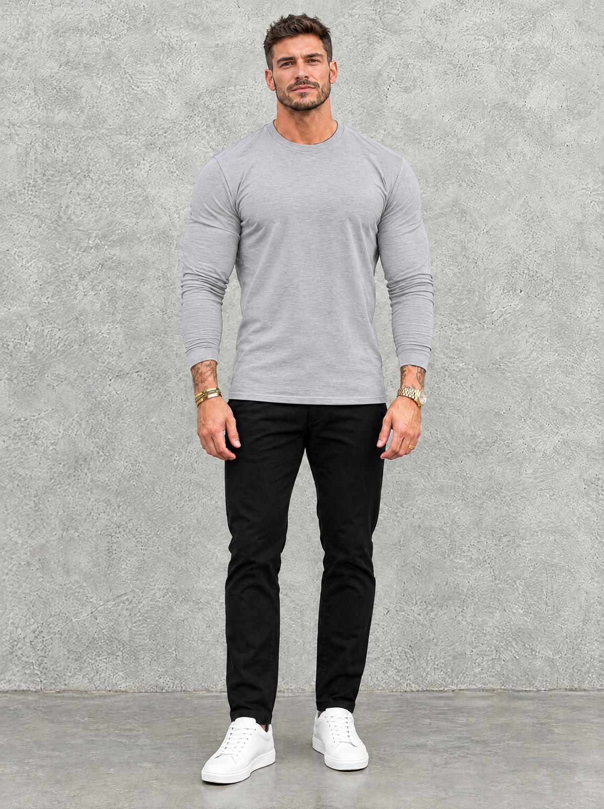 Tano Long Sleeve - Light Grey - full front view