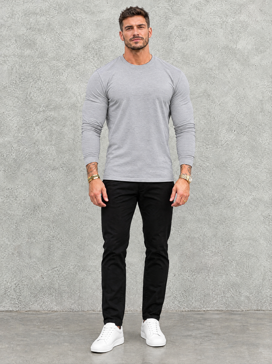 Tano Long Sleeve - Light Grey - full front view