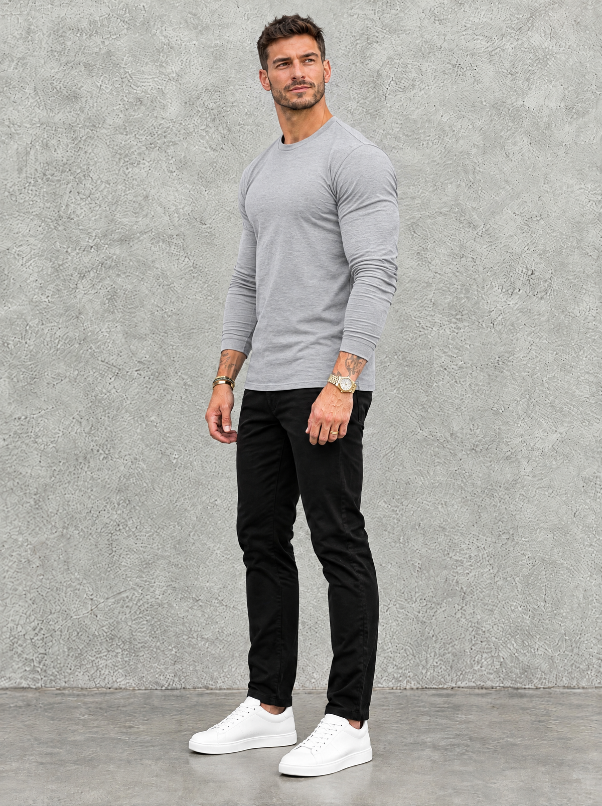 Tano Long Sleeve - Light Grey - half side view