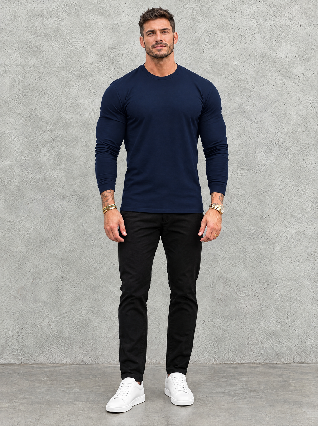 Tano Long Sleeve - Navy Blue - full front view
