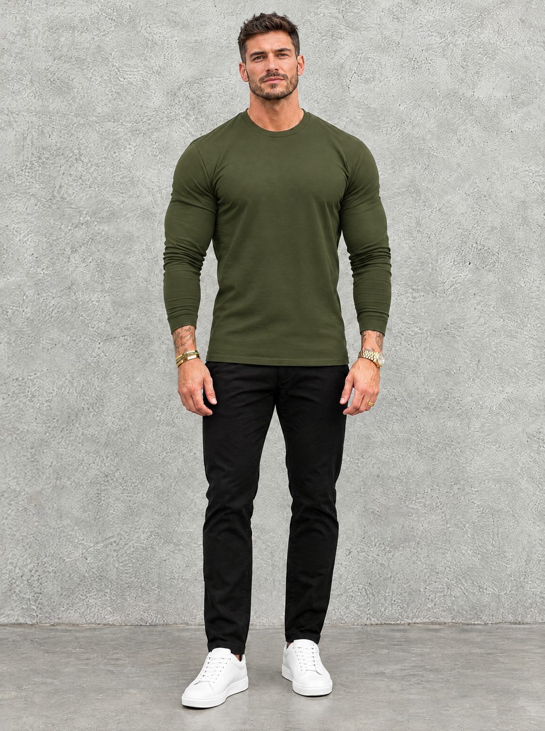 Tano Long Sleeve - Olive Green - full front view