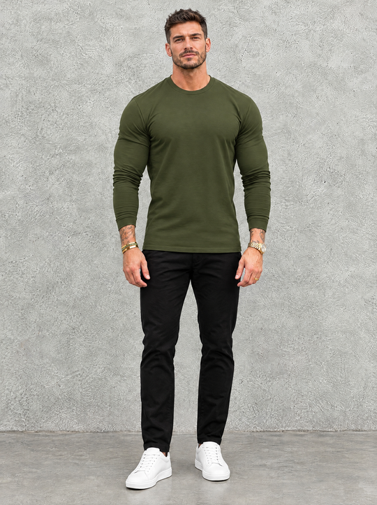 Tano Long Sleeve - Olive Green - full front view