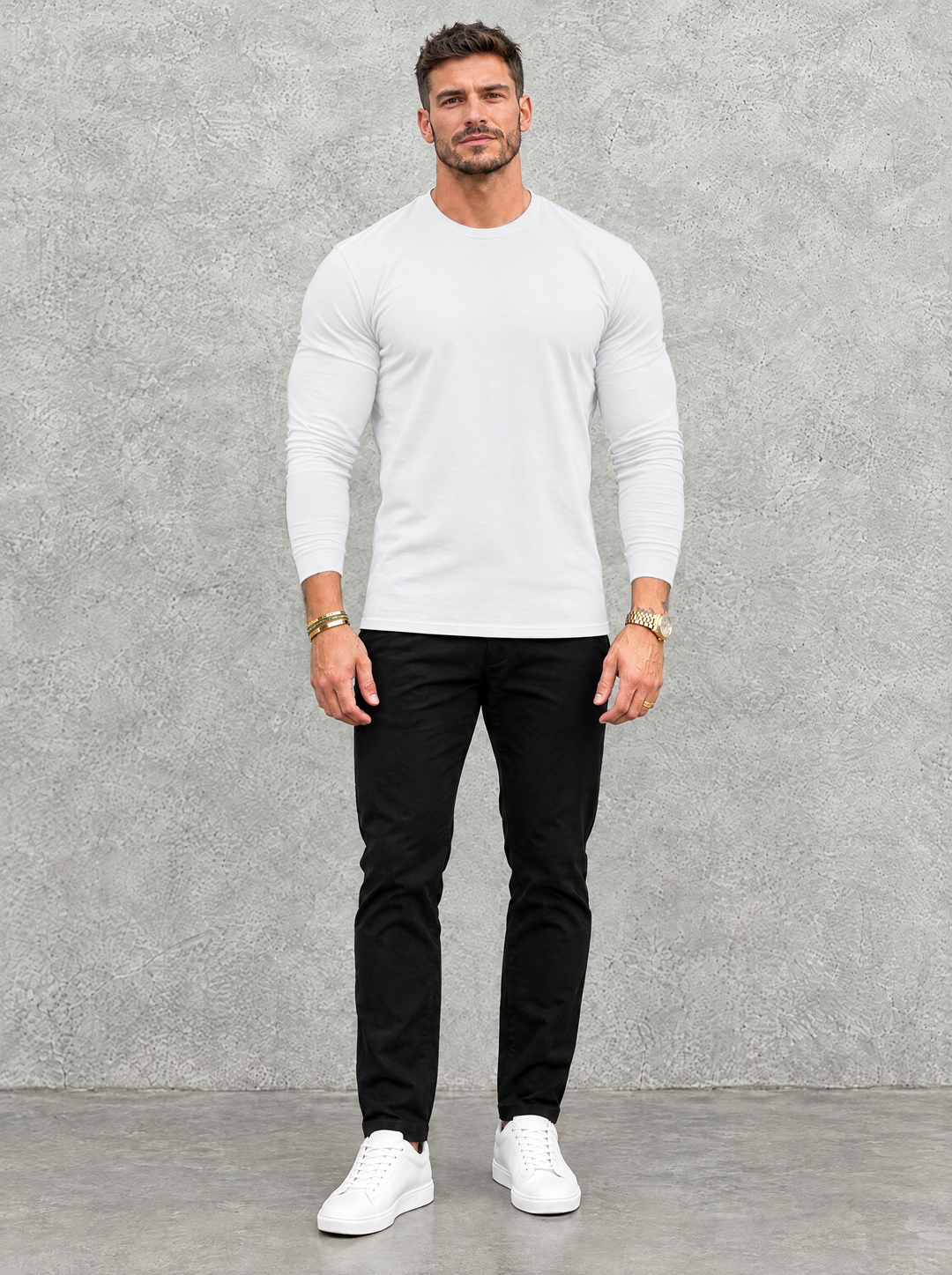 Tano Long Sleeve - White - full front view