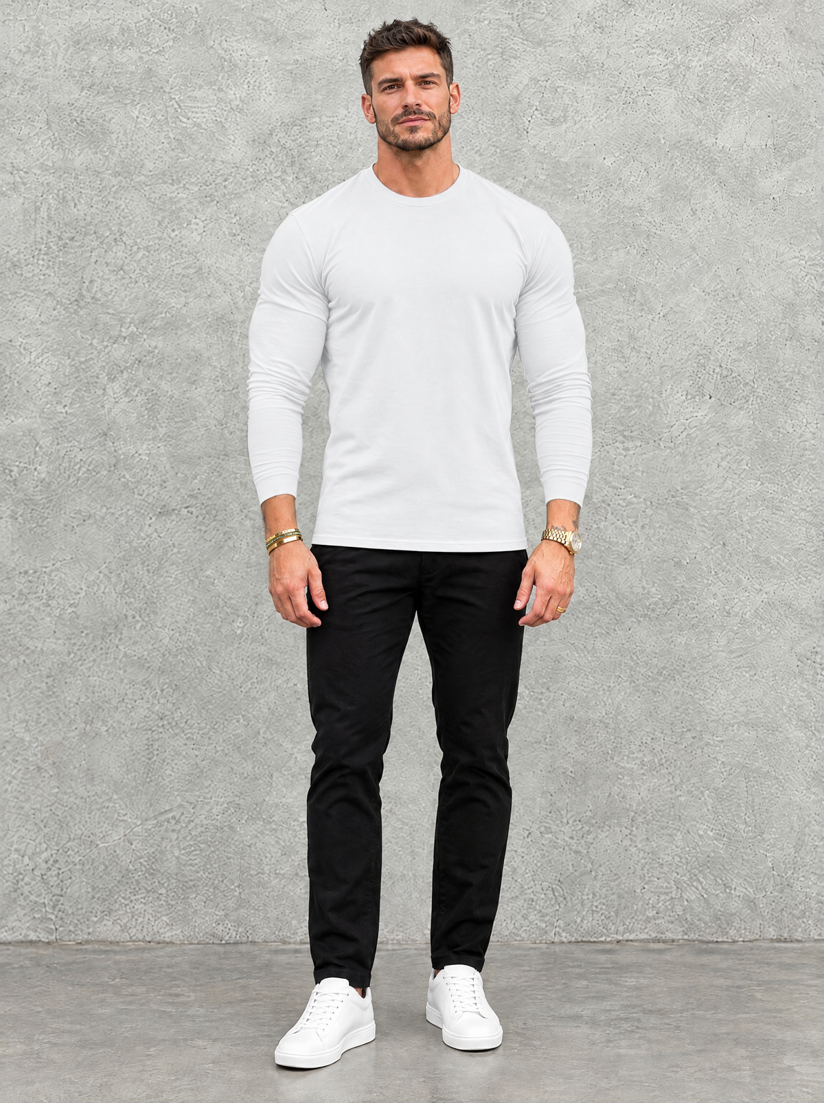 Tano Long Sleeve - White - full front view