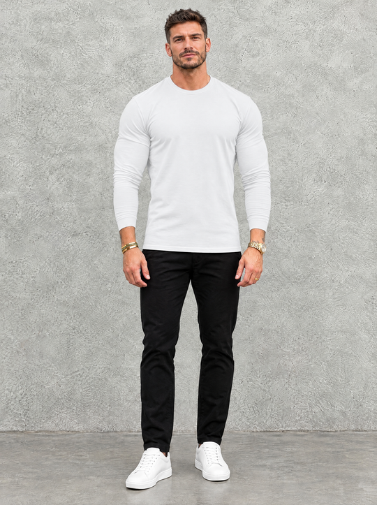 Tano Long Sleeve - White - full front view