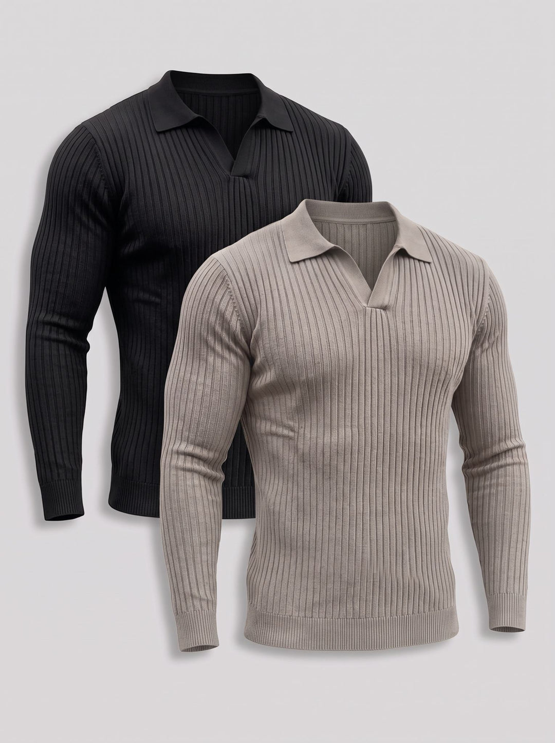 Knit Polo 2-Pack - Black & Light Grey | Vileno