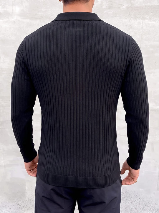 Vileno Knit Polo - Black - back view
