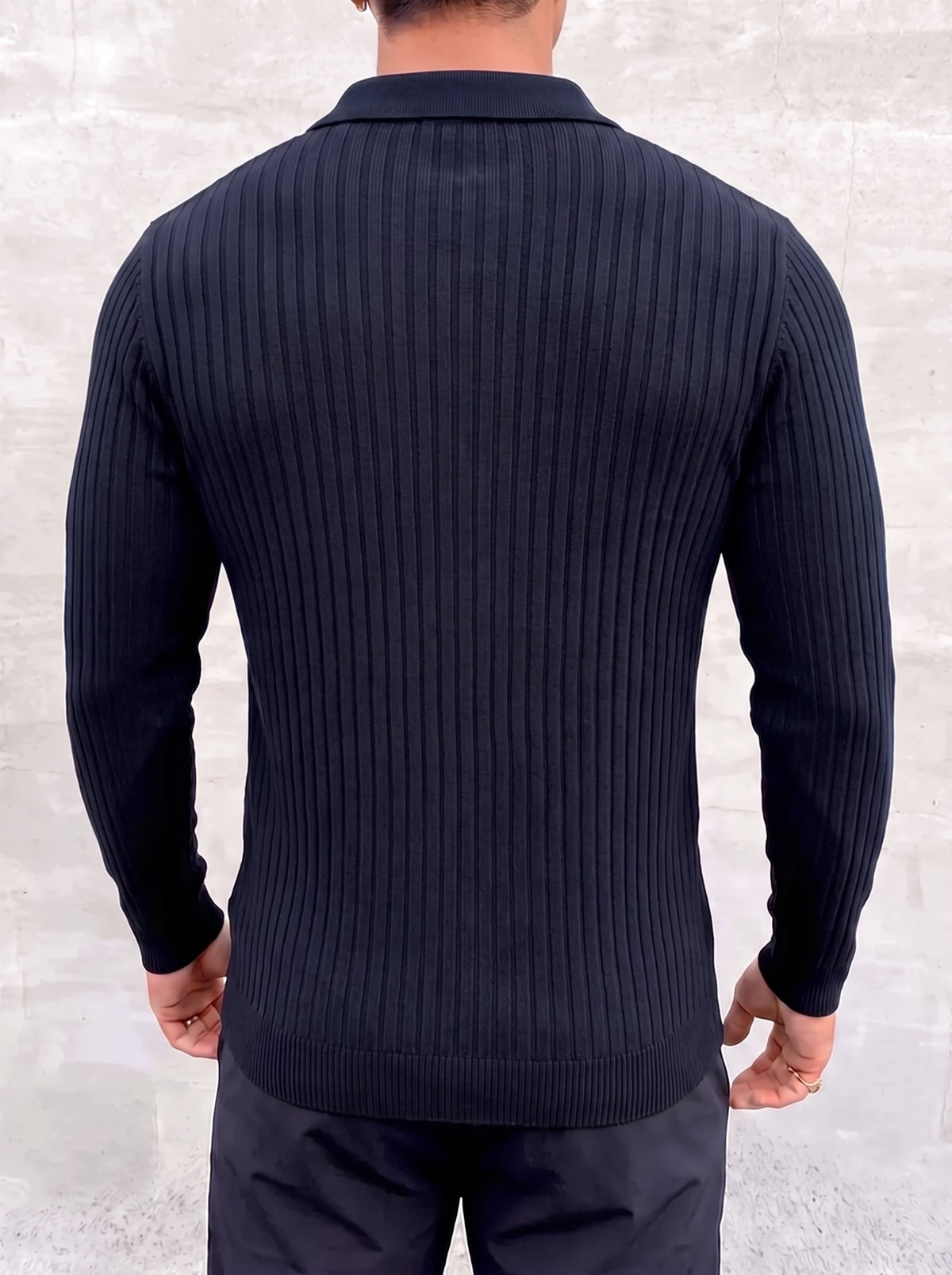 Vileno Knit Polo - Dark Blue - back view