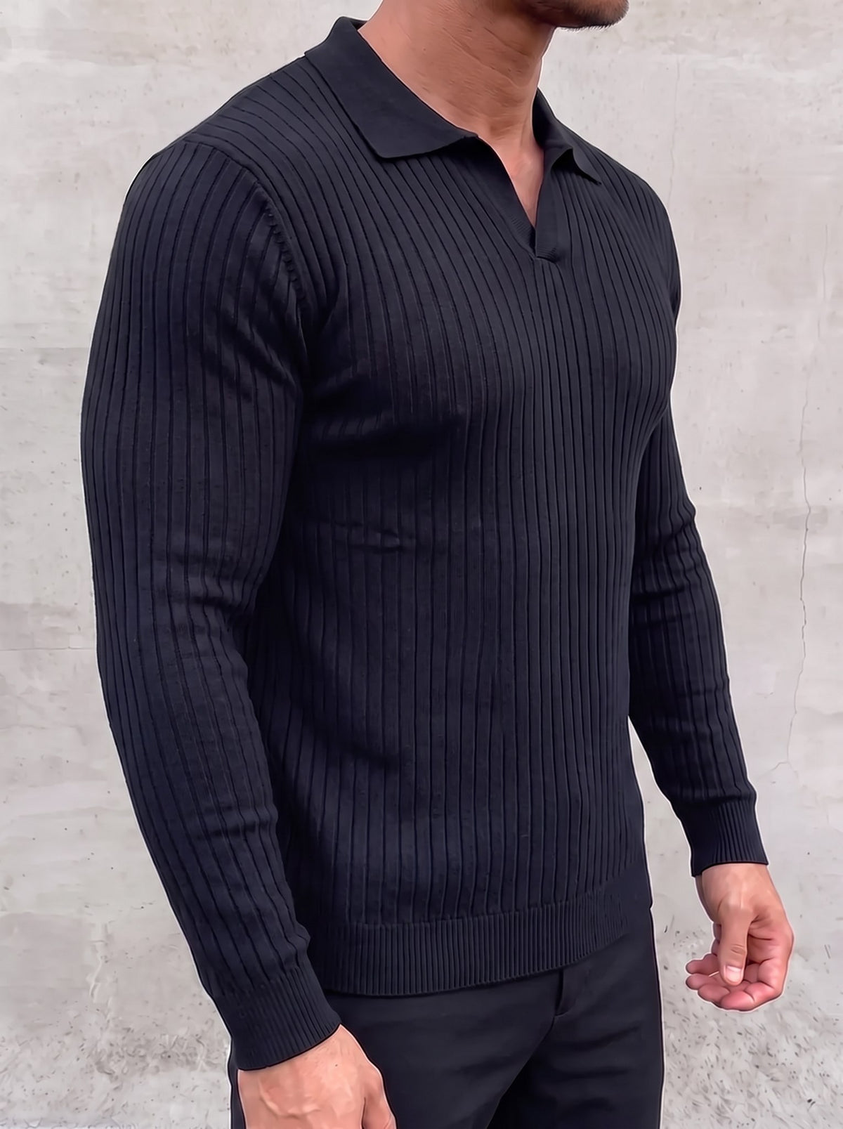 Vileno Knit Polo - Dark Blue - side view