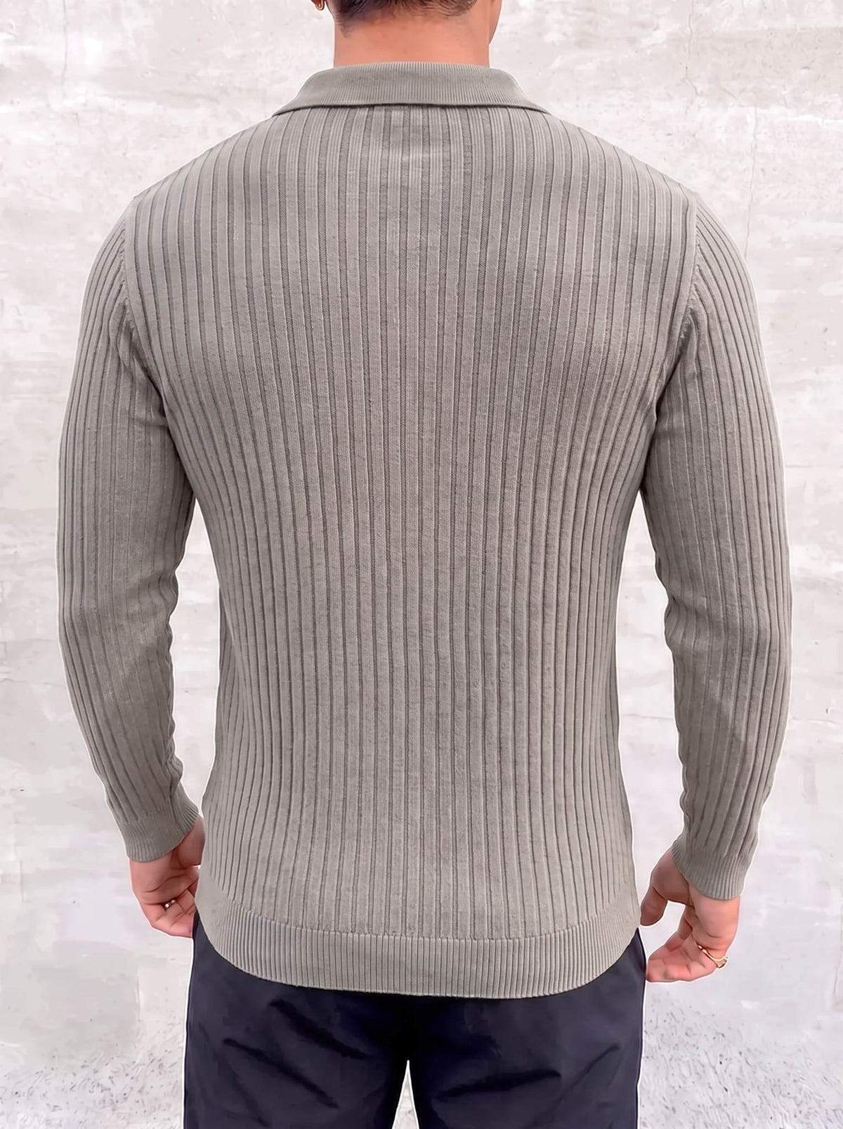 Vileno Knit Polo - Light Grey - back view