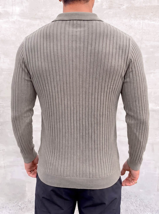 Vileno Knit Polo - Light Grey - back view
