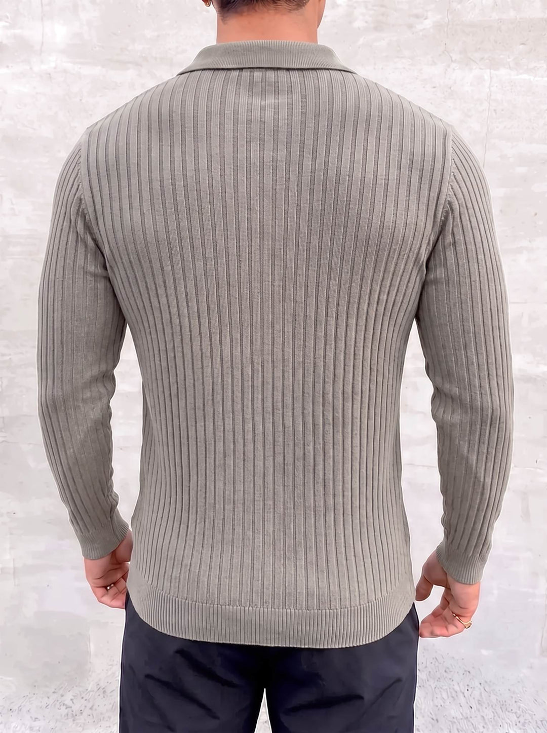 Vileno Knit Polo - Light Grey - back view