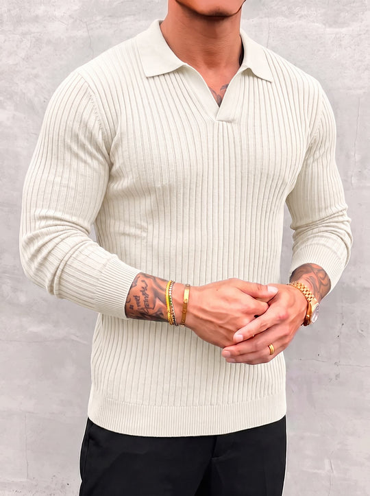 Vileno Knit Polo - White - close-up
