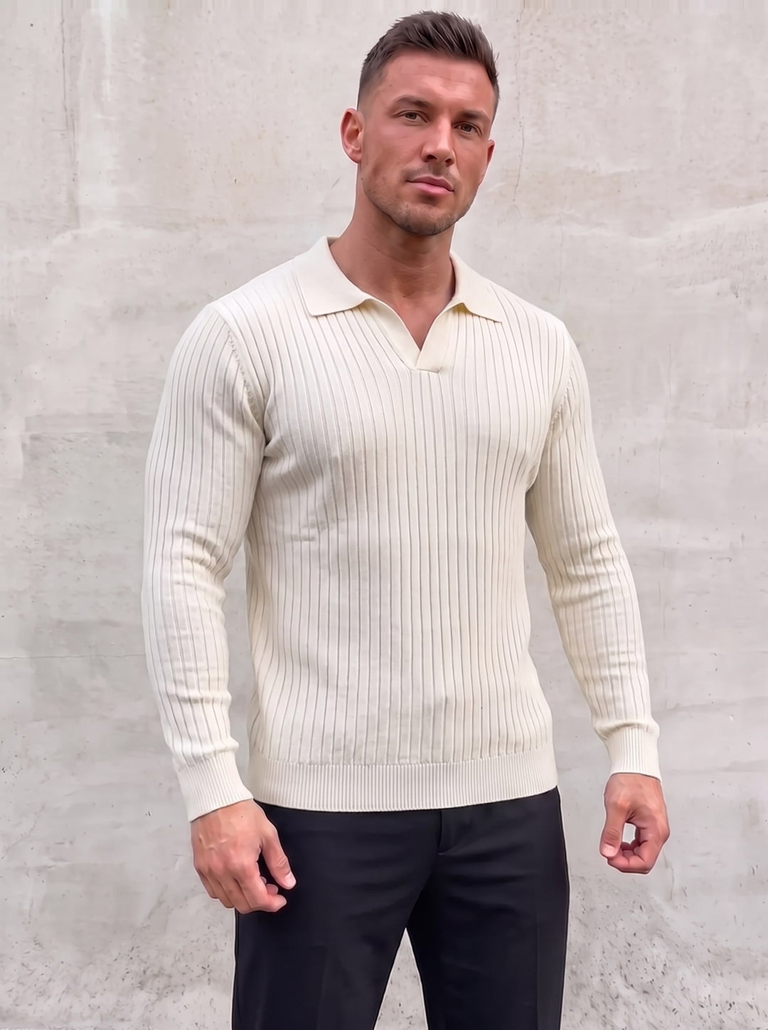 Vileno Knit Polo - White - front view