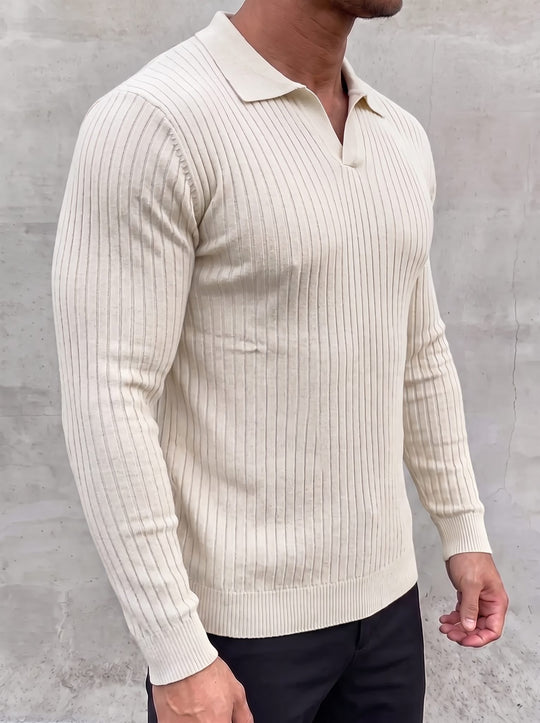 Vileno Knit Polo - White - side view