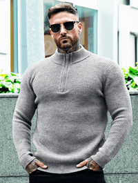 Valerio Zip Knit Sweater - Grey