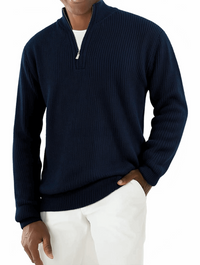 Valerio Zip Knit Sweater - Navy Blue
