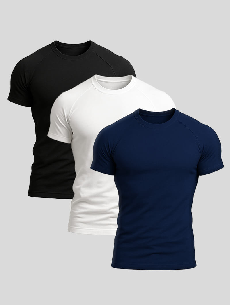 Balinaro Aleano black t-shirt 3 pack for men - classic wardrobe set on a light gray background