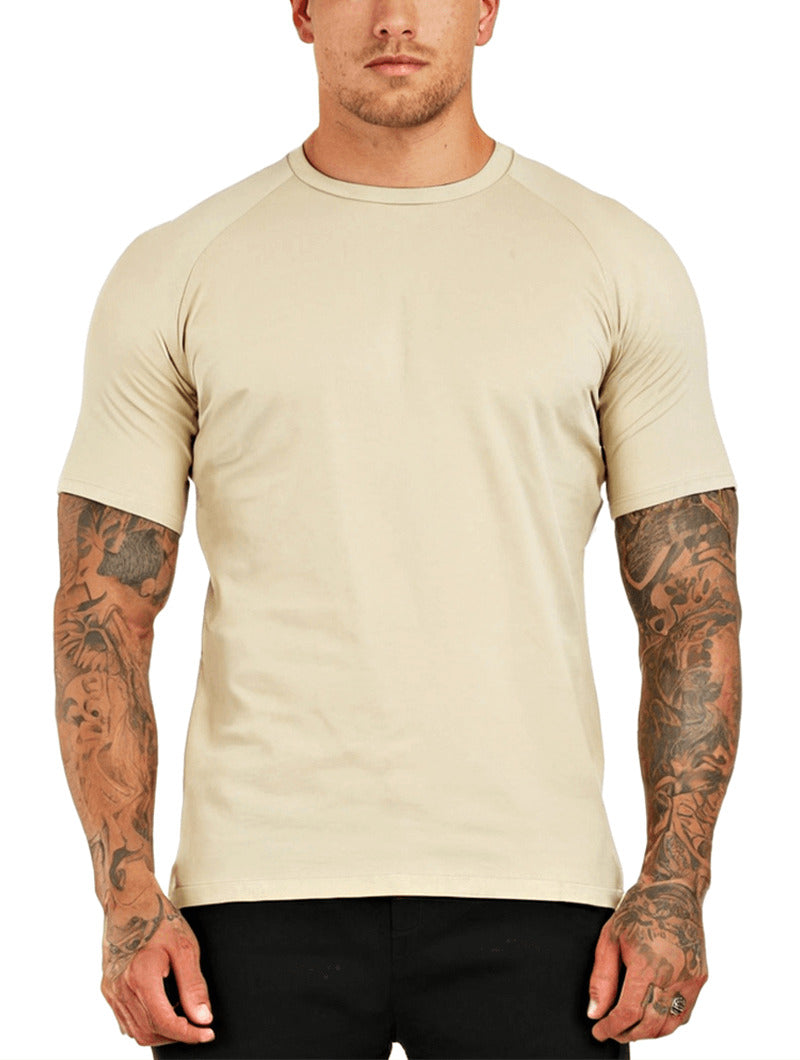Man wearing a Balinaro Aleano fit khaki t-shirt for men - minimalist casual wear