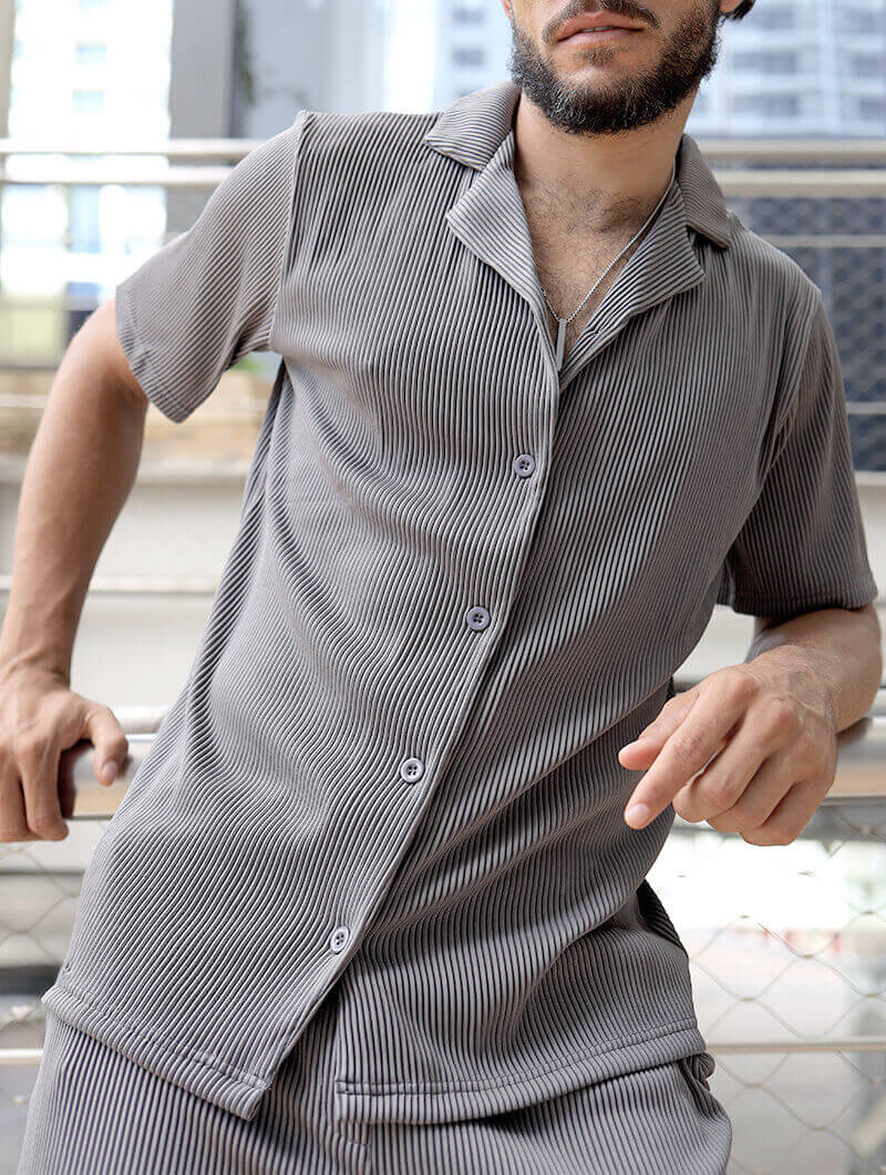 Balinaro Bailey men’s ribbed grey shirt - casual everyday wear