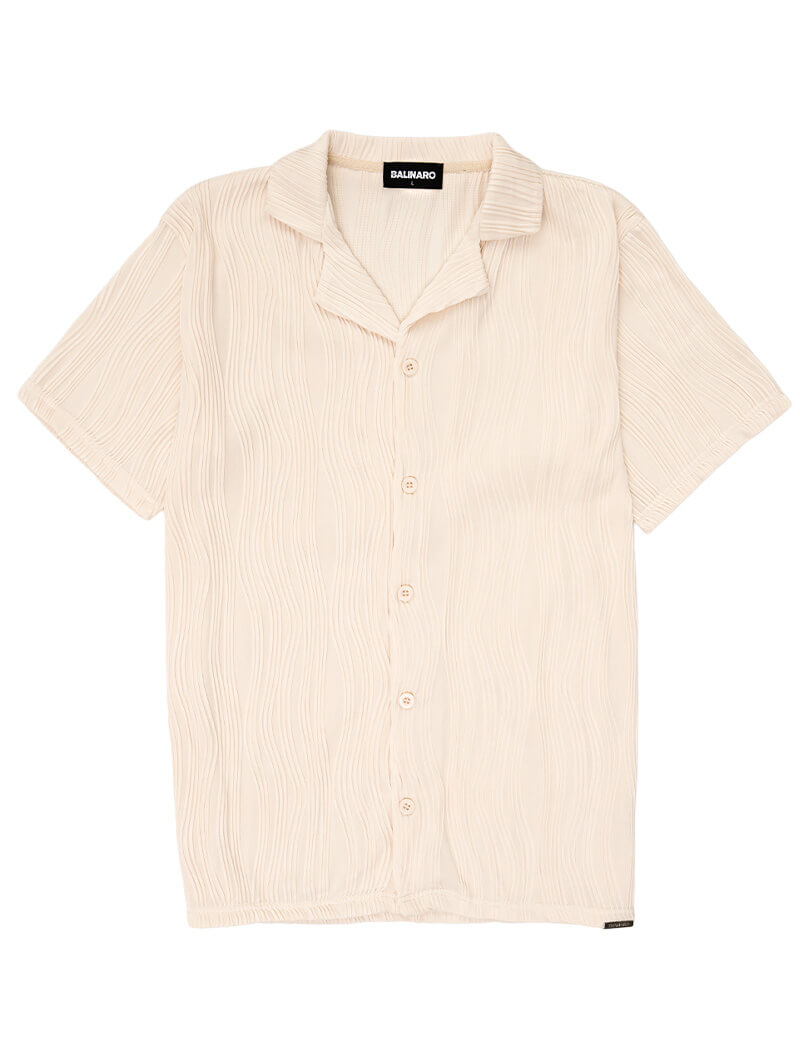 Balinaro Rio Beige short-sleeve shirt with a brand label on a white background
