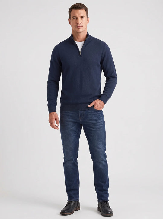 Cesare Knit Sweater - Navy Blue