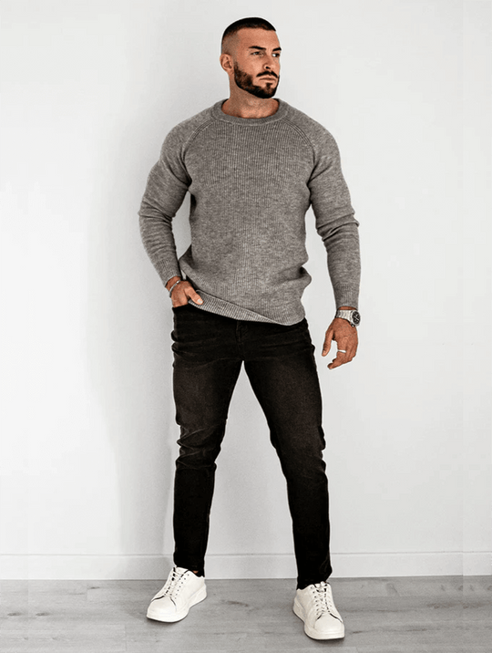 Lorenzo Crew Pullover - Grau