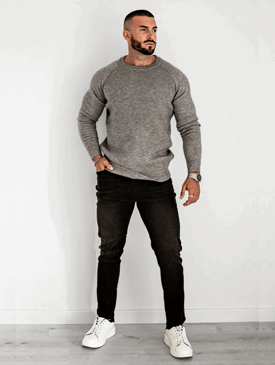 Lorenzo Crew Pullover - Grau