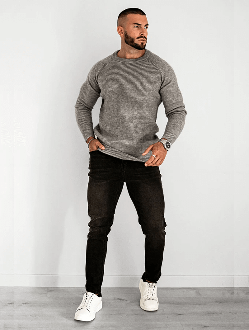 Lorenzo Crew Pullover - Grau