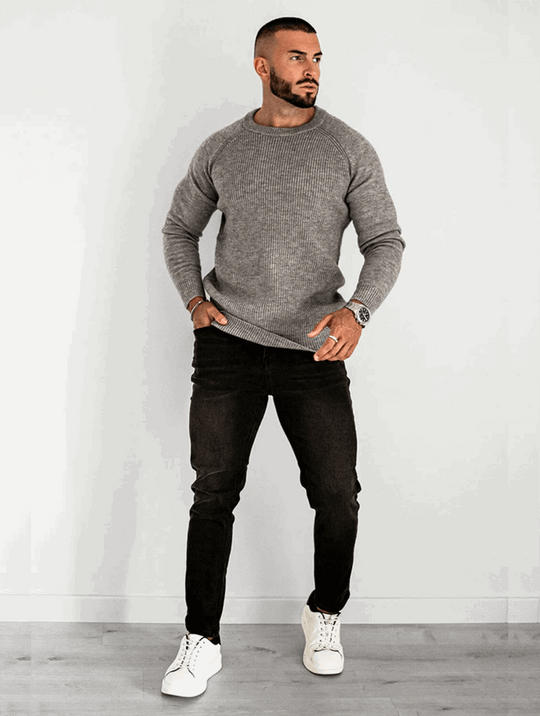 Lorenzo Crew Pullover - Grau