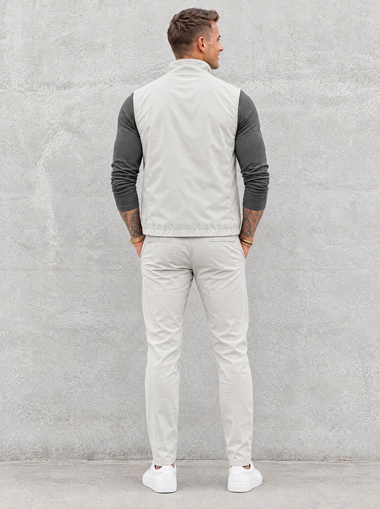 Massimo Gilet Set with Long Sleeve - Dark Grey Top & Light Grey Pants