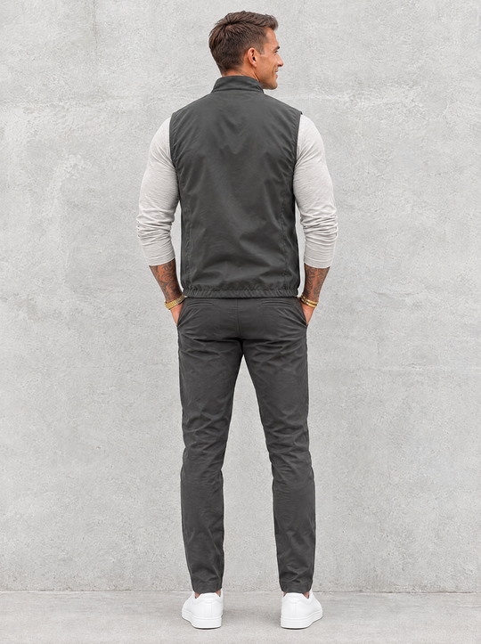 Massimo Gilet Set with Long Sleeve - Light Grey Top & Dark Grey Pants