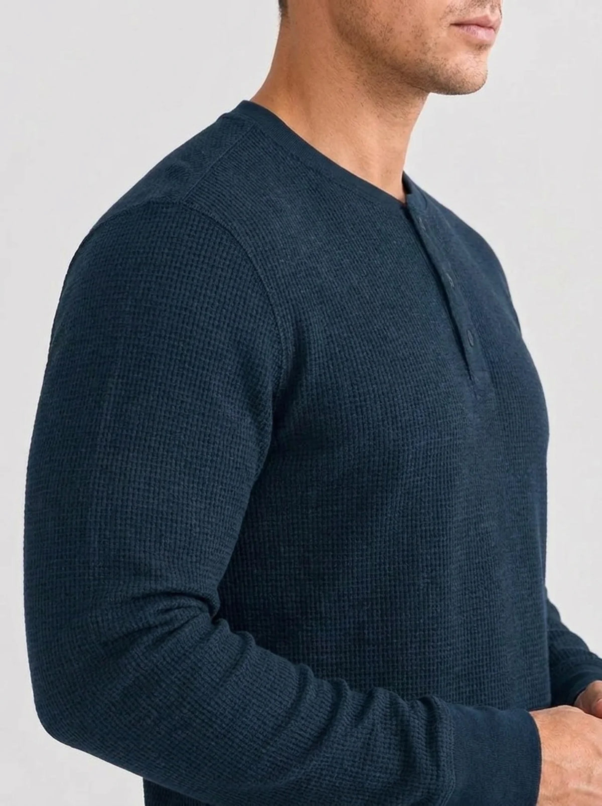 Henley Aviero Waffle Sweater - Dark Blue