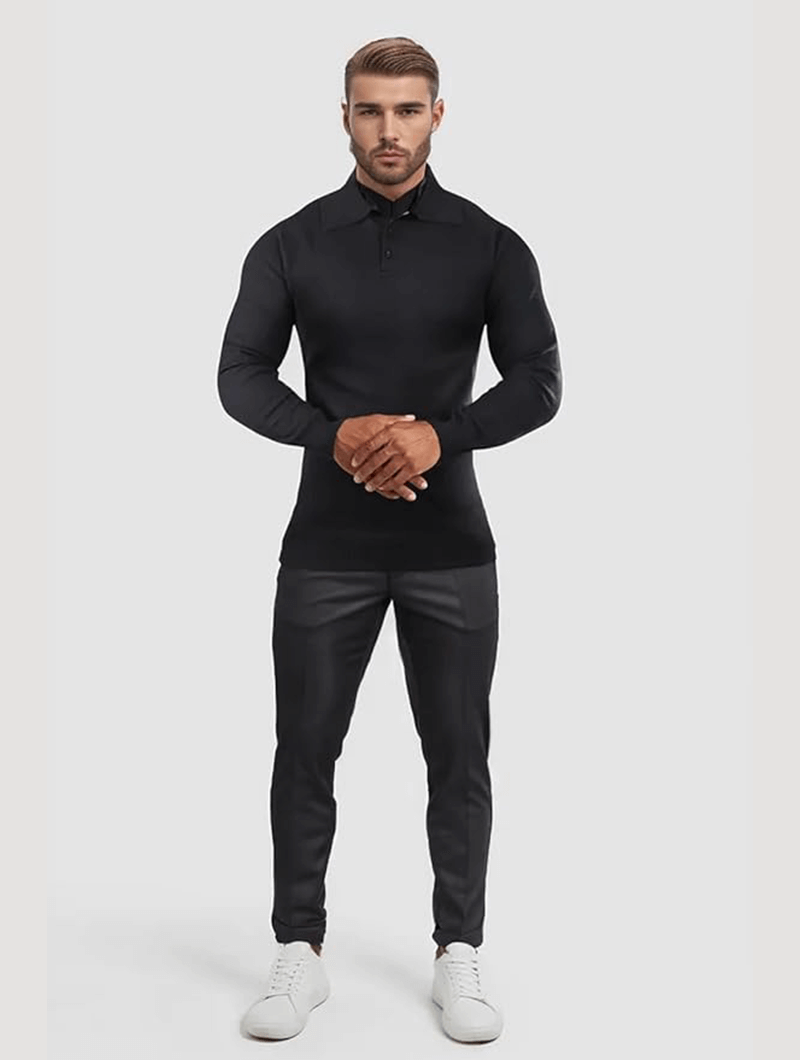 Balinaro Classic Fit Polo Sweater - Schwarz