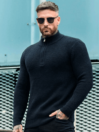 Valerio Zip Knit Sweater - Black