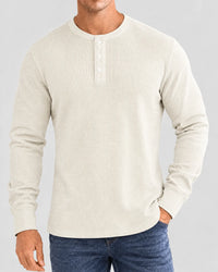 Henley Aviero Waffle Sweater - White